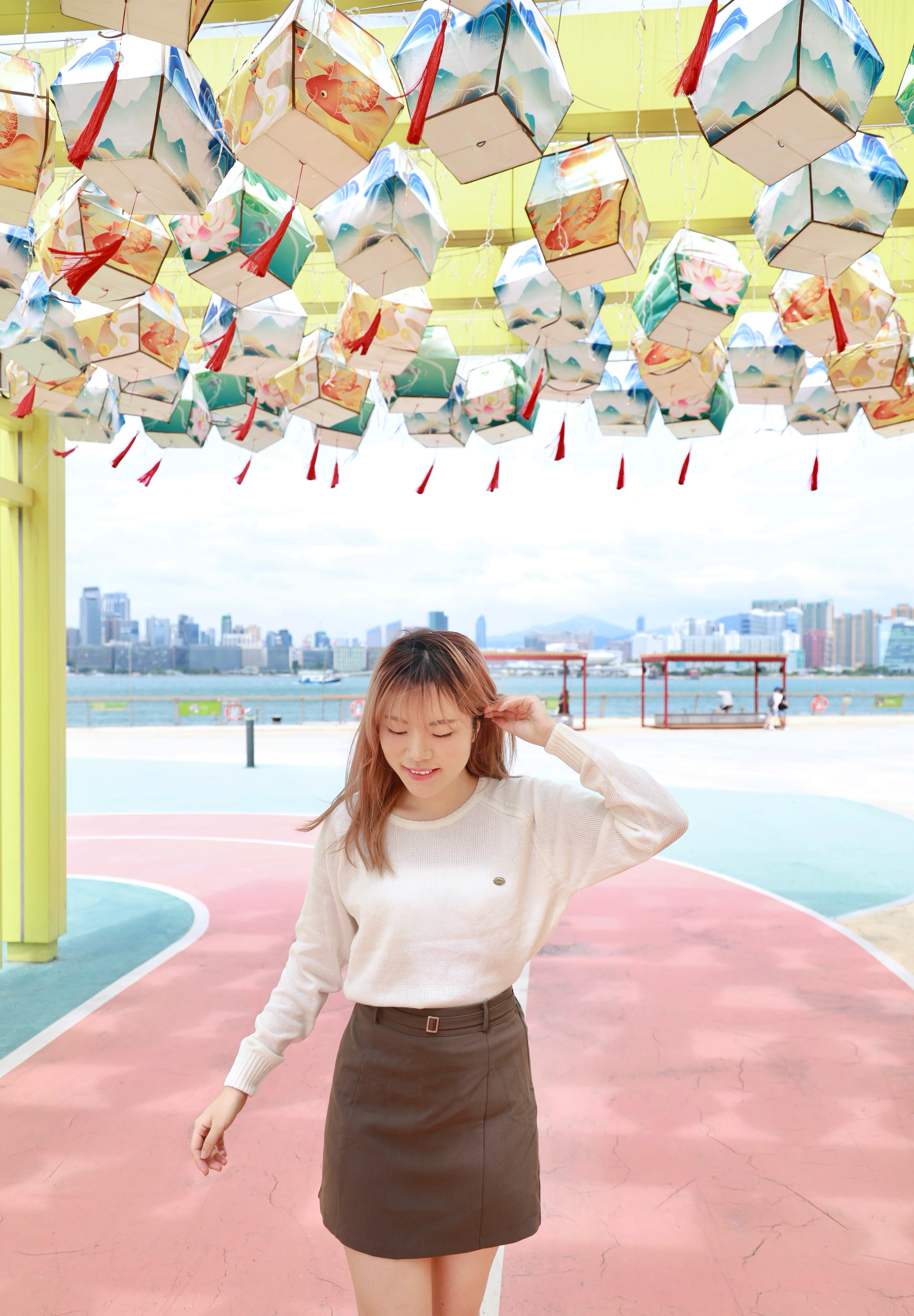 ||TOP589||  圓領闊身圓牌針織上衣