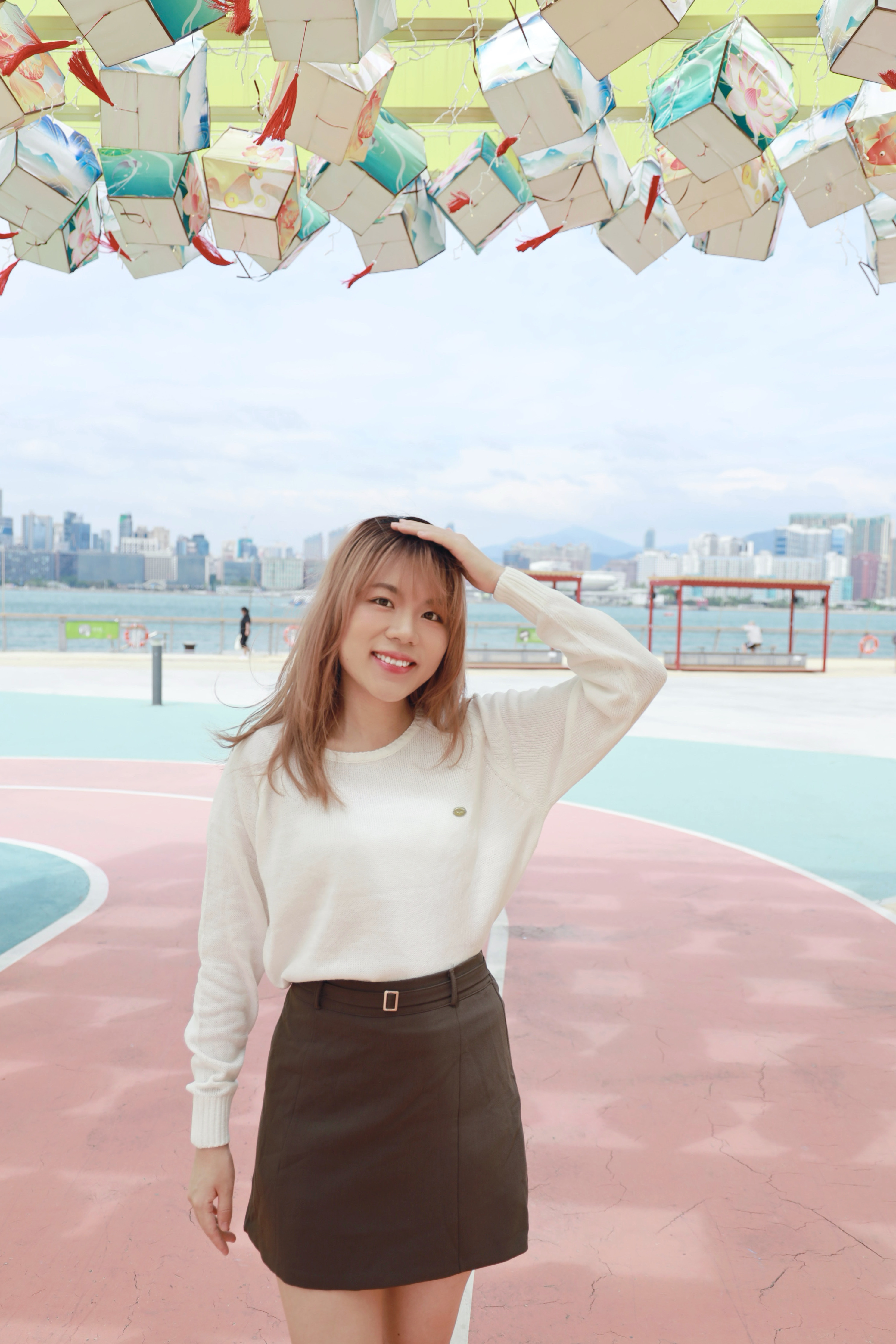 ||TOP589||  圓領闊身圓牌針織上衣