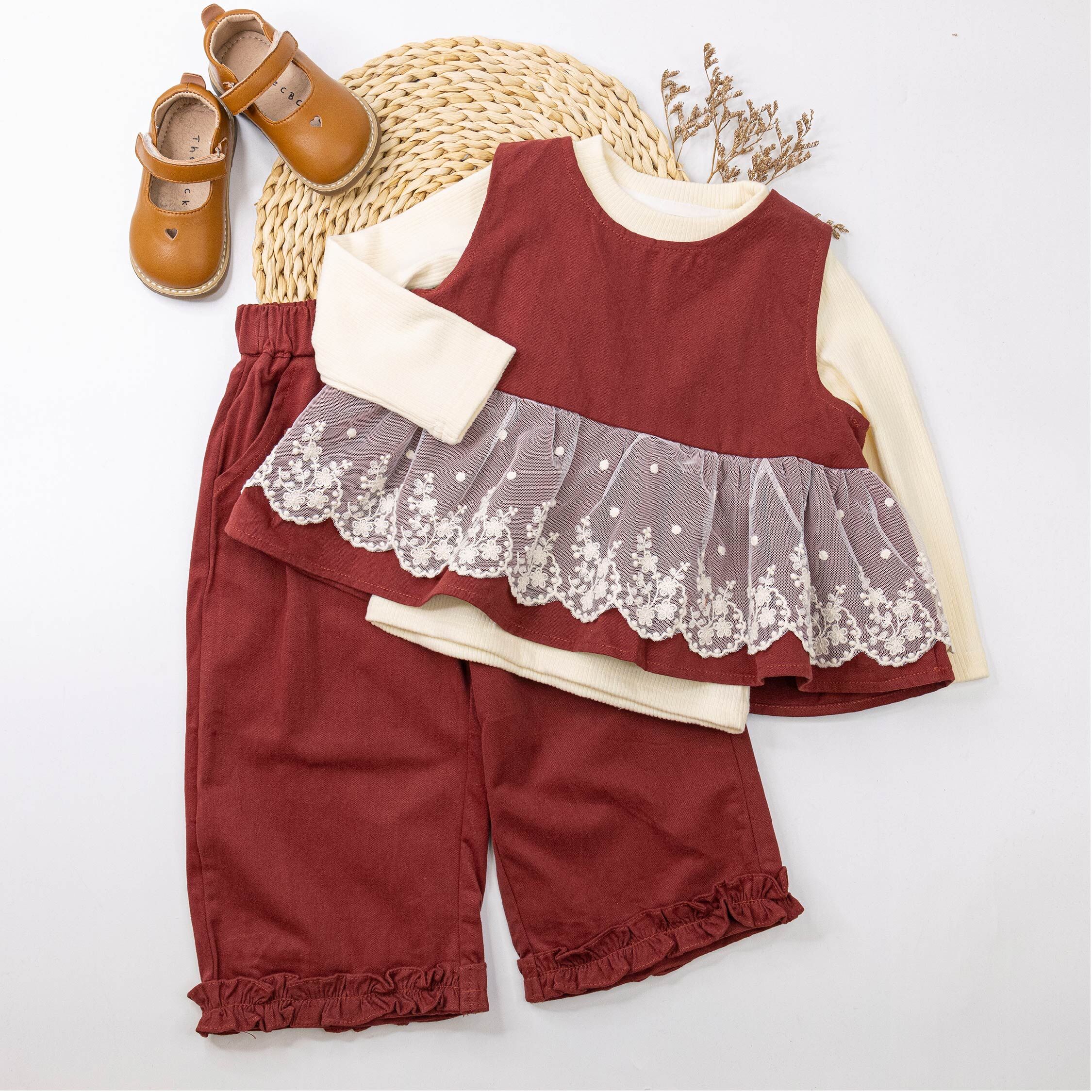 【H55627】法式田園浪漫三件式套裝＊二色