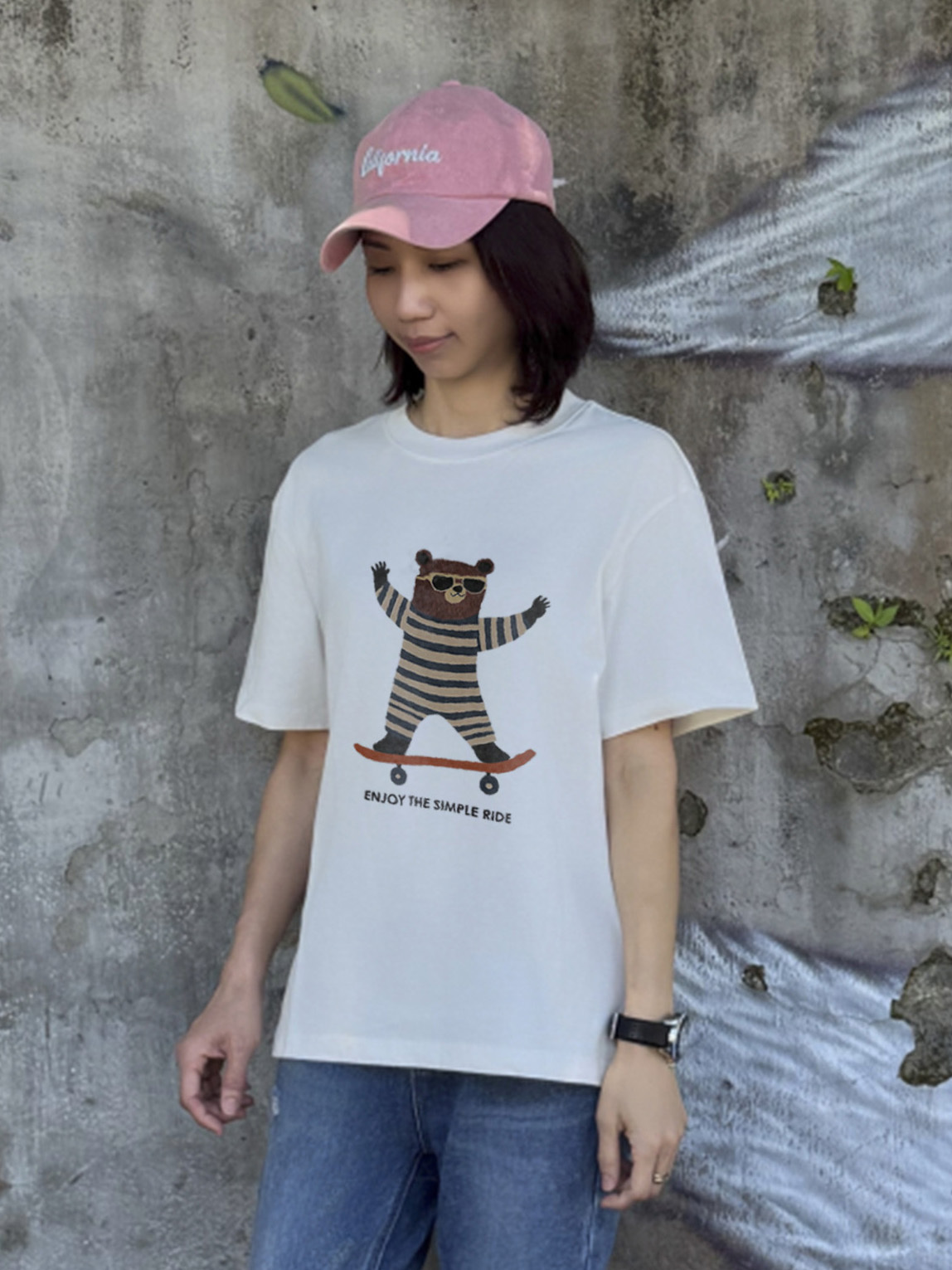 滑出好心情｜滑板小熊個性插畫棉T