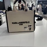 [S] KARL LAGERFELD NATURAL/BLACK L5GDG3EP-NLB KRISTINA SMALL TOTE WITH TOP ZIPPER, 198913820225 (SKL1384)
