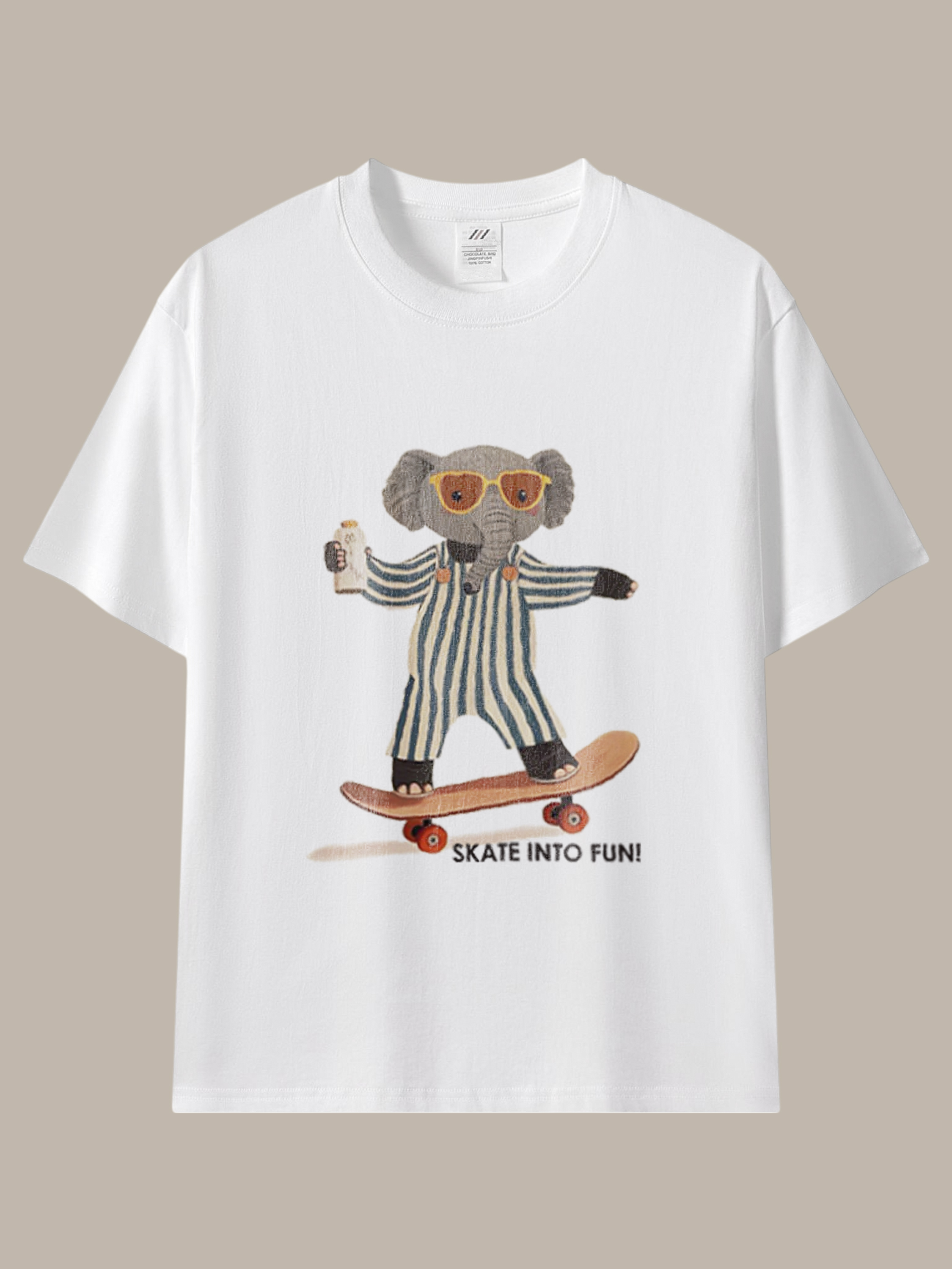 滑滑小象插畫棉T｜一起衝向開心時光