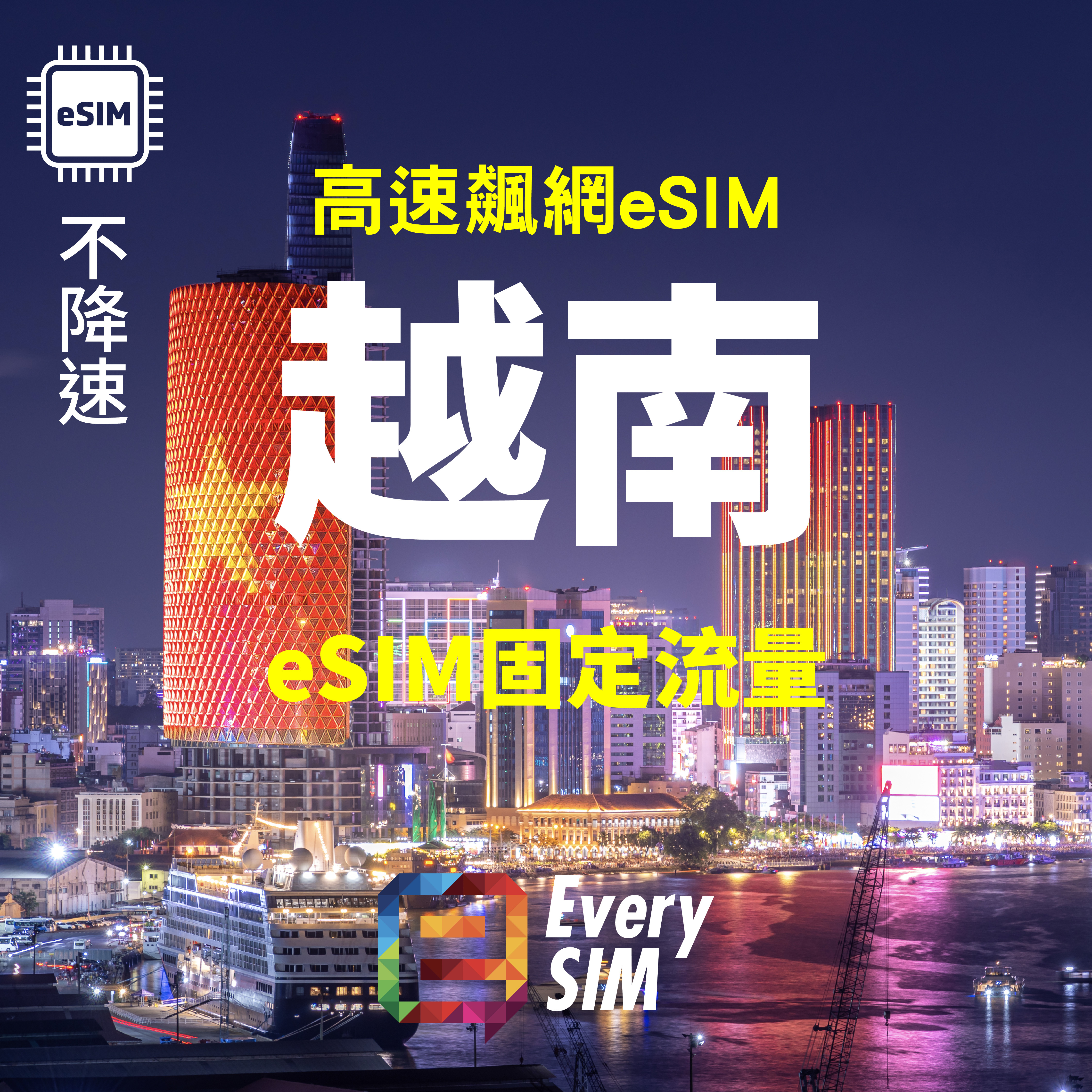 越南eSIM 高速固定流量1-15天