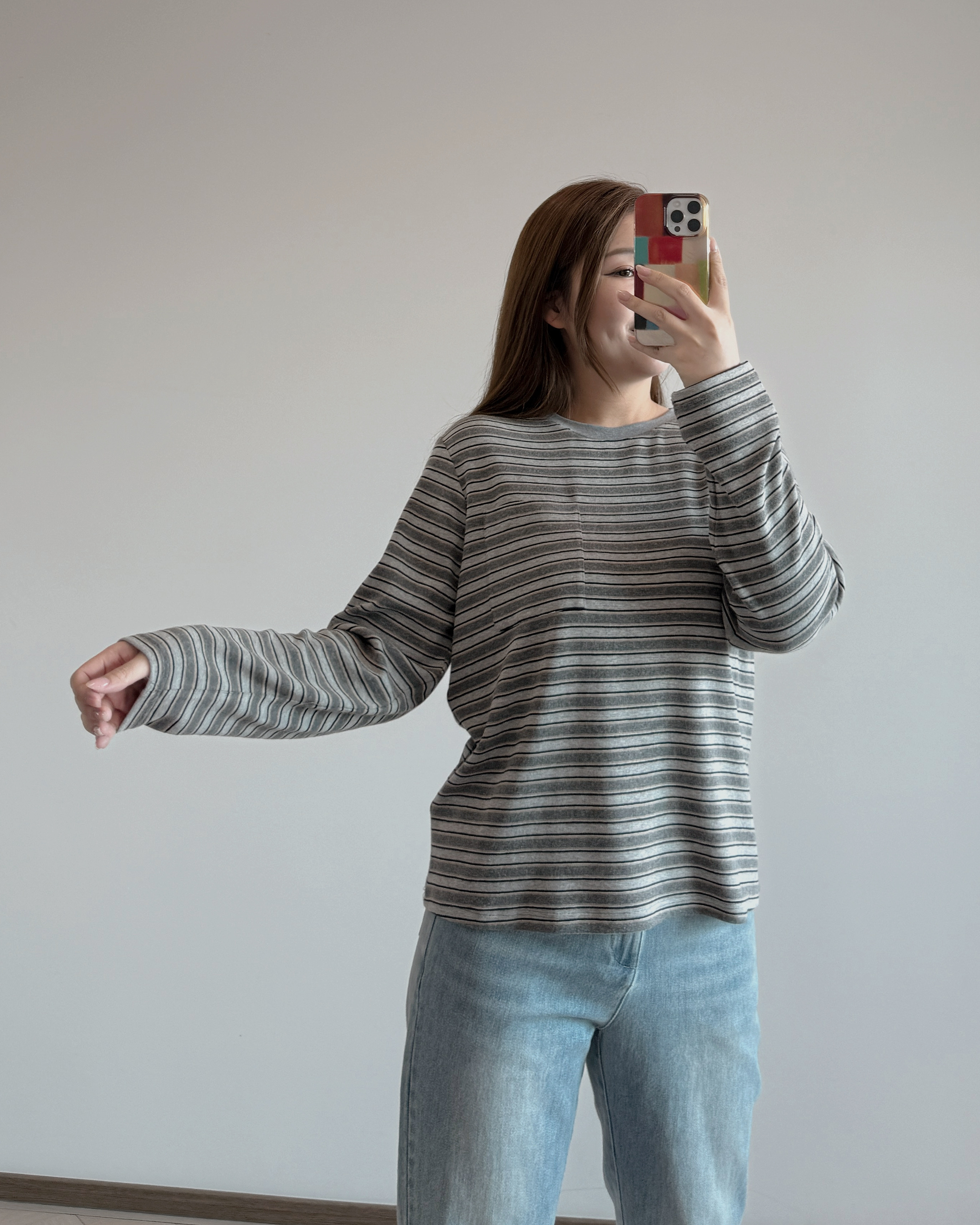 現貨 7295 疊穿必備 彈力糯感橫間Top