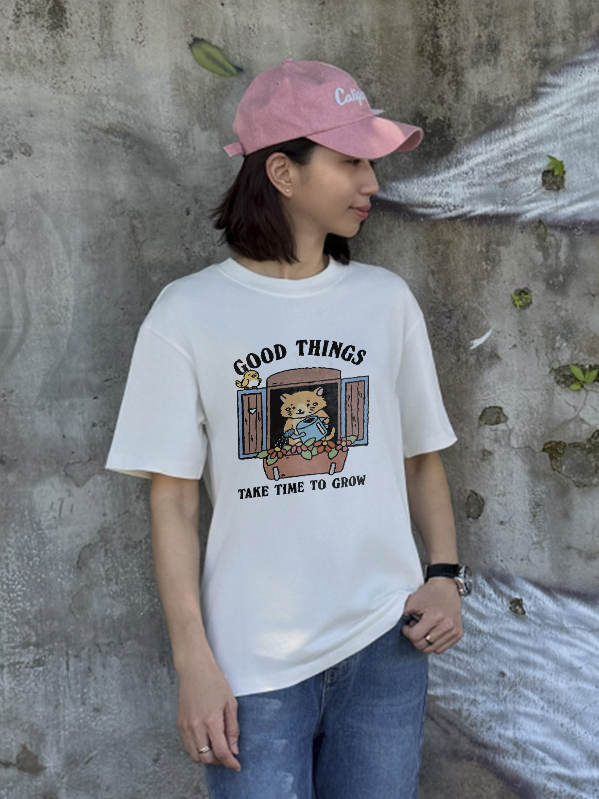 每天一點小確幸★澆花小貓插畫棉T