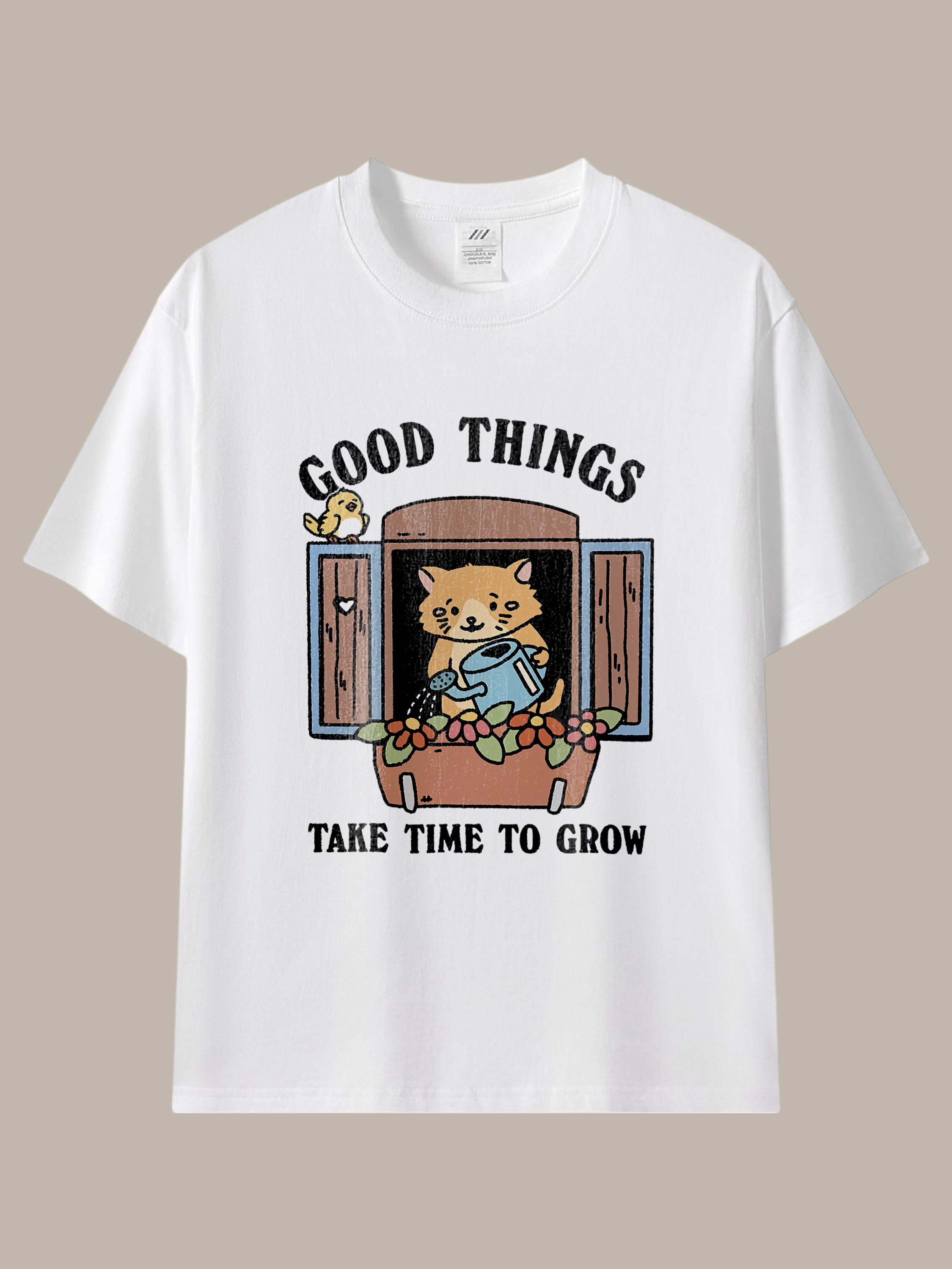 每天一點小確幸★澆花小貓插畫棉T