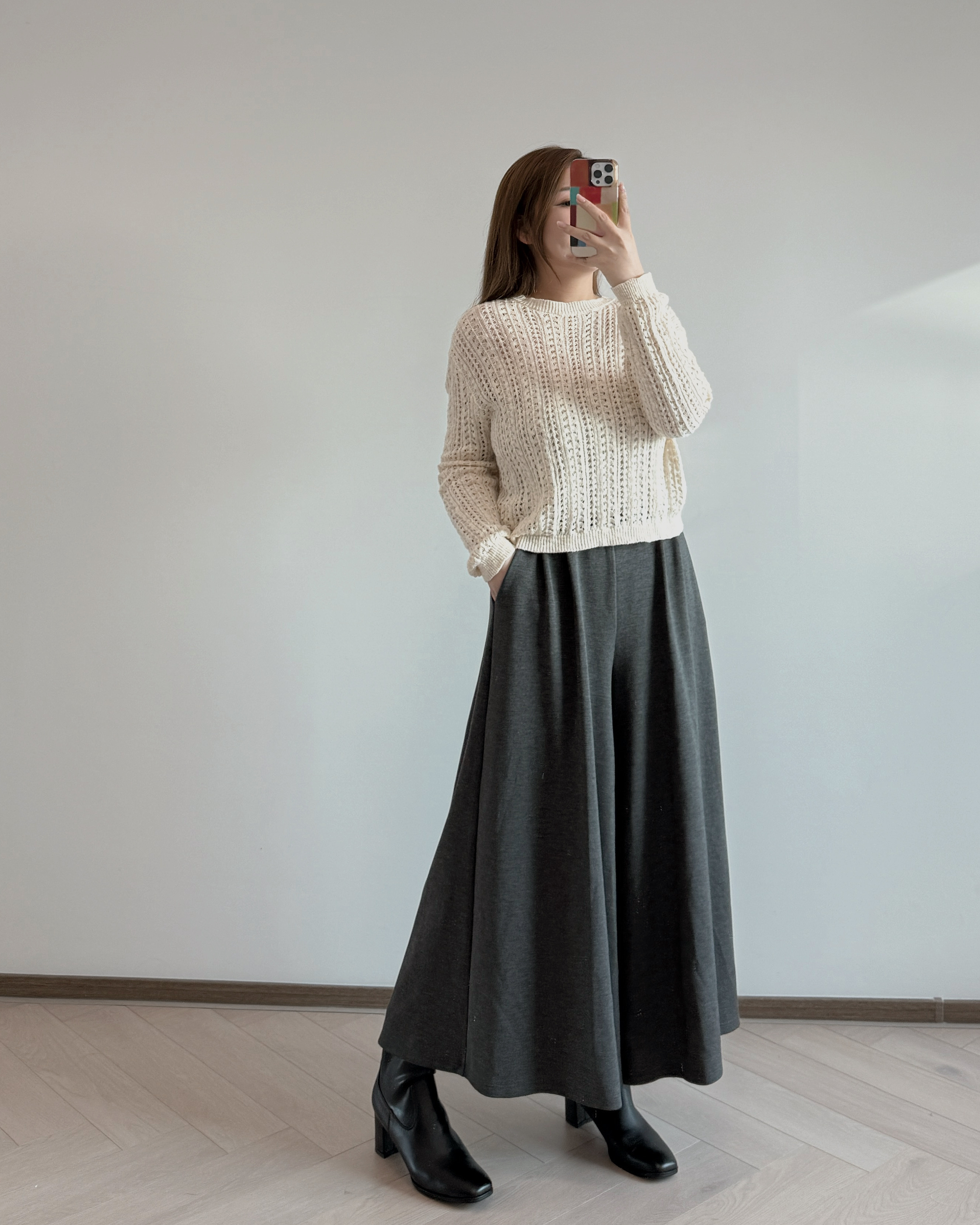 現貨 7296 彈力雲感針織闊腳褲