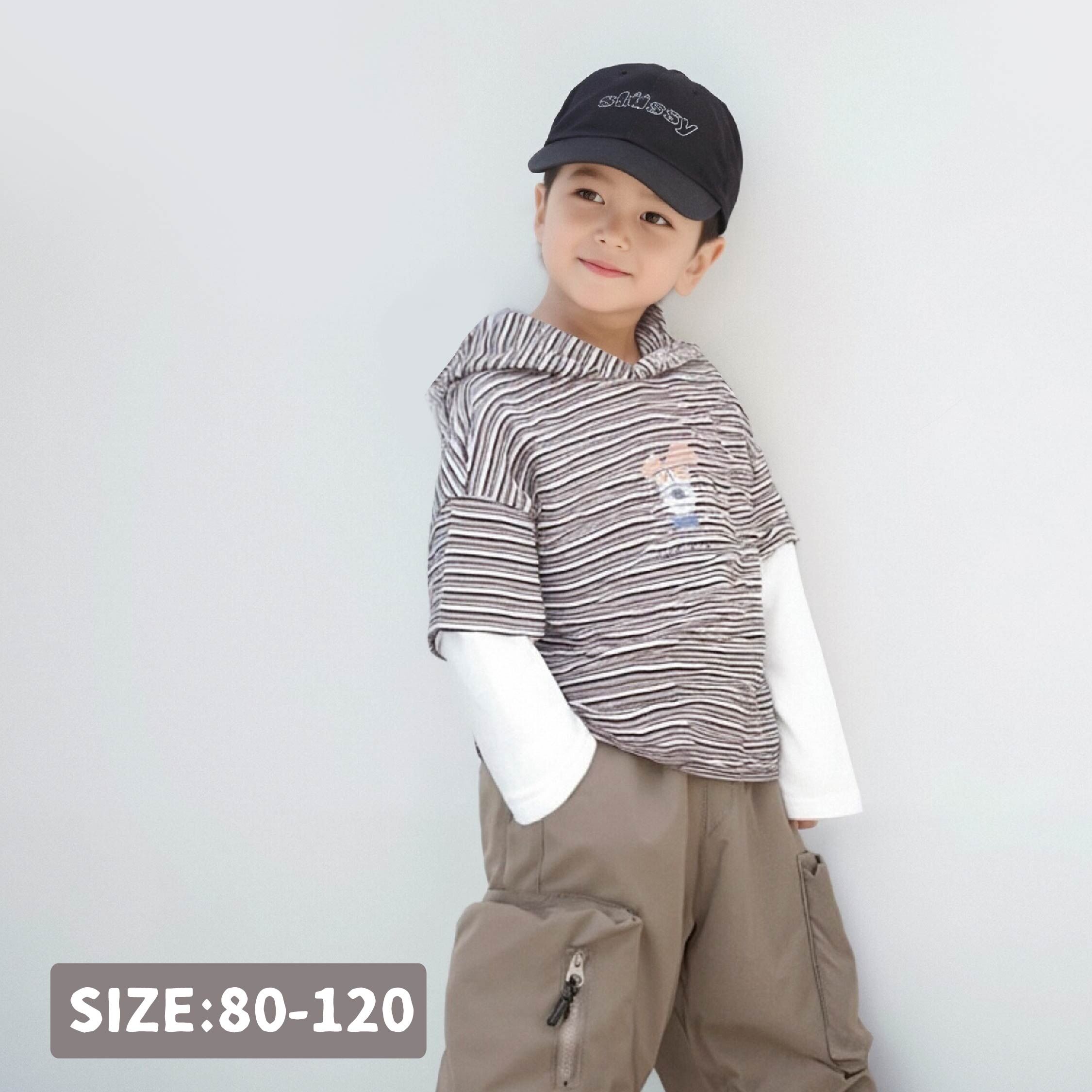 【H55656】帥氣眼鏡狗狗假兩件上衣/帽T