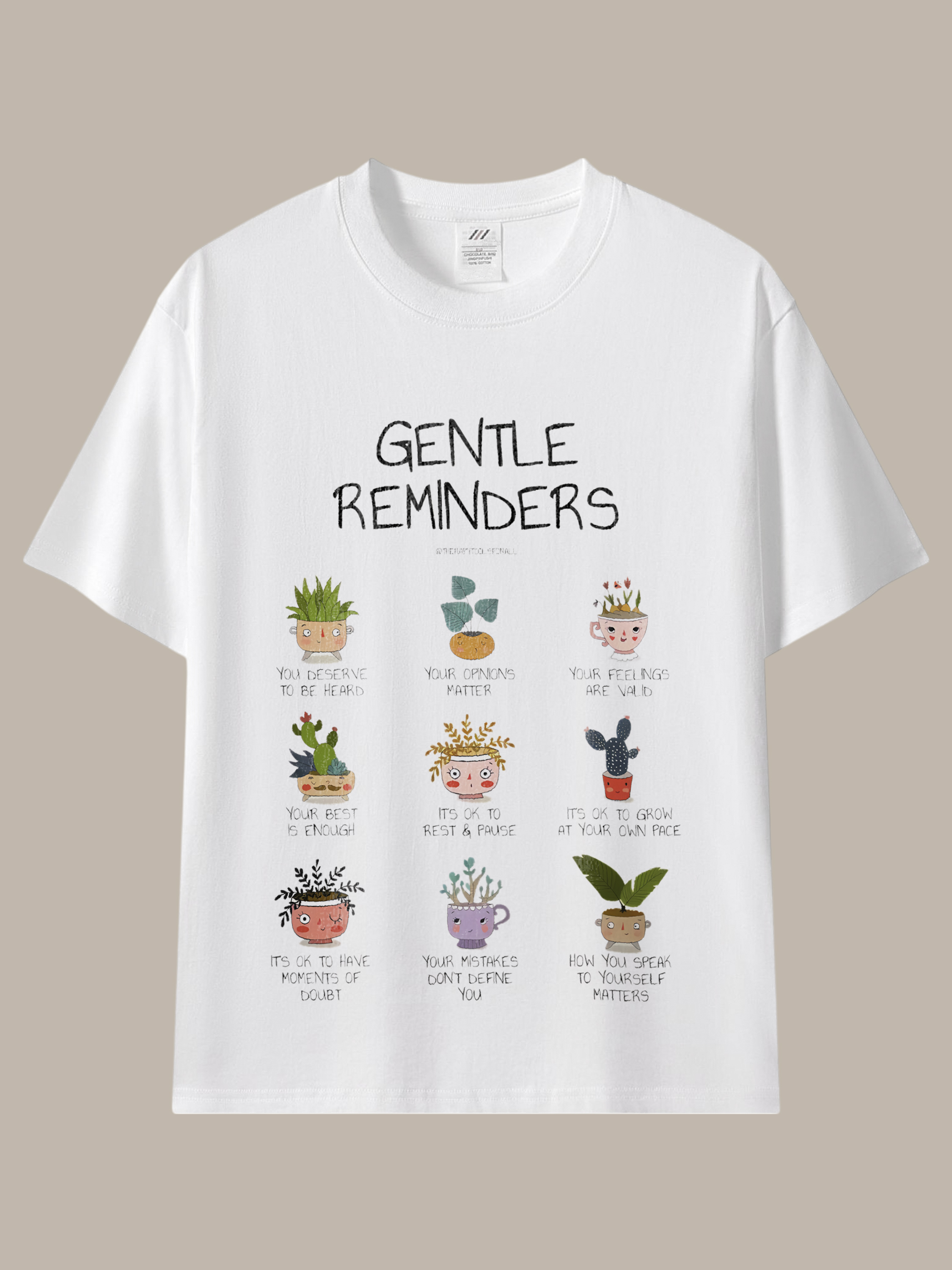 每一句都是對自己的輕聲鼓勵 ★盆栽小角色個性棉T