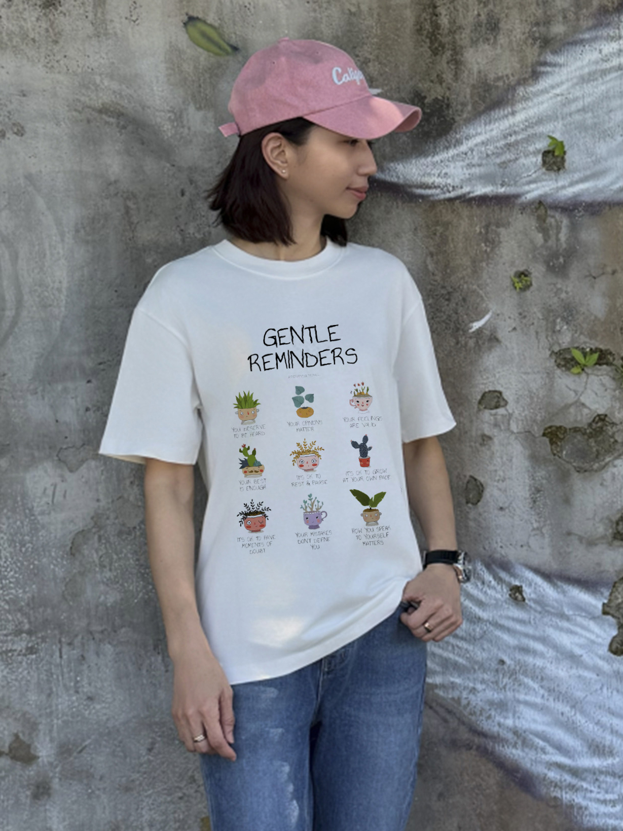 每一句都是對自己的輕聲鼓勵 ★盆栽小角色個性棉T