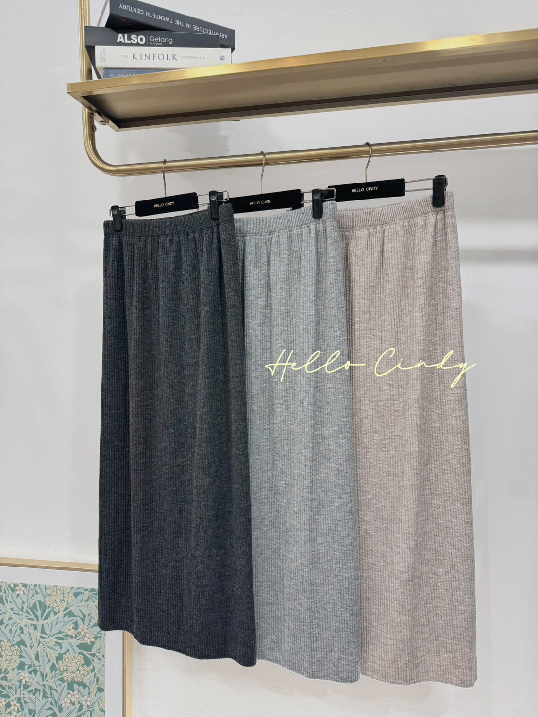 B10144 超顯瘦微毛感坑條針織鉛筆裙