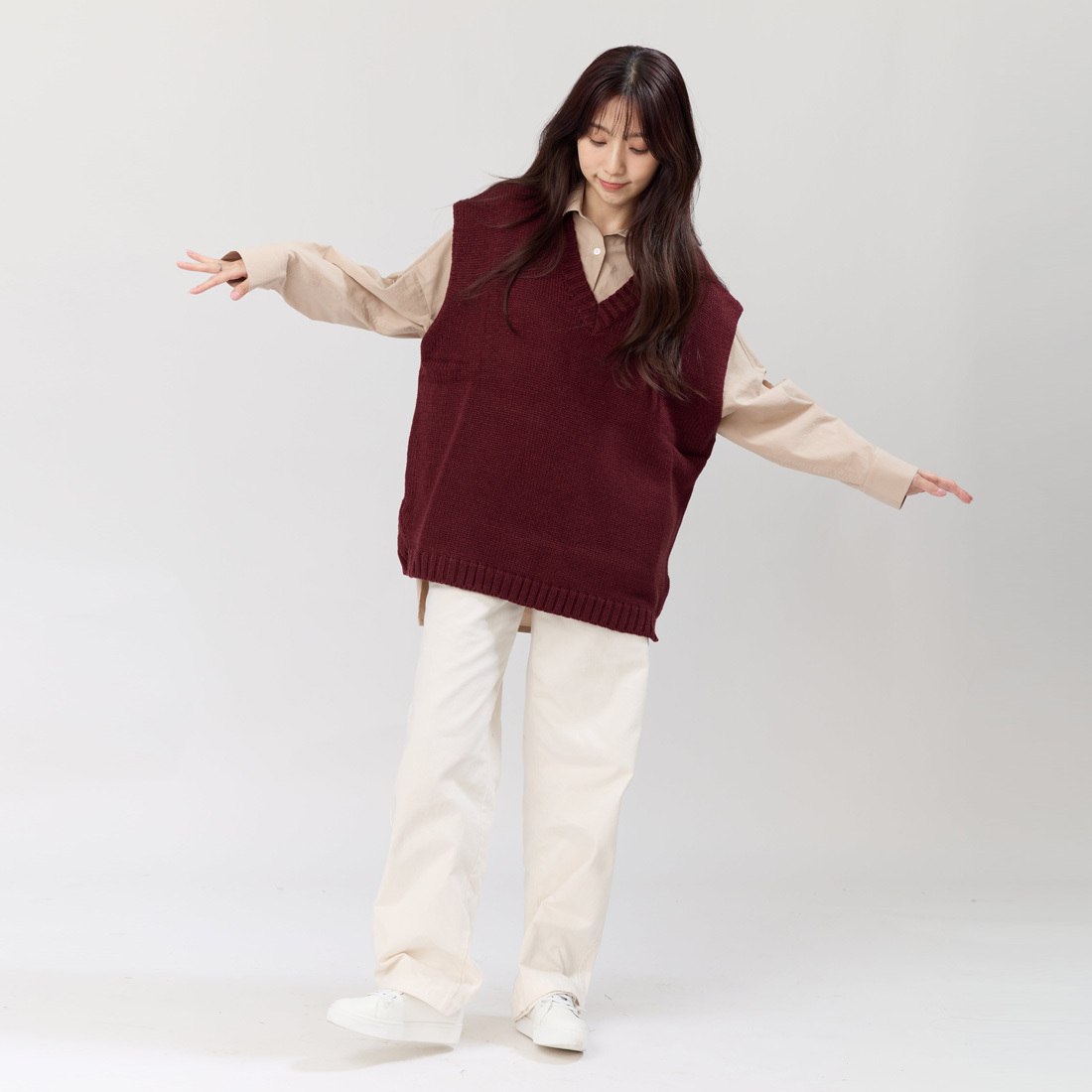 DeniseV領小岔寬版背心/棗紅