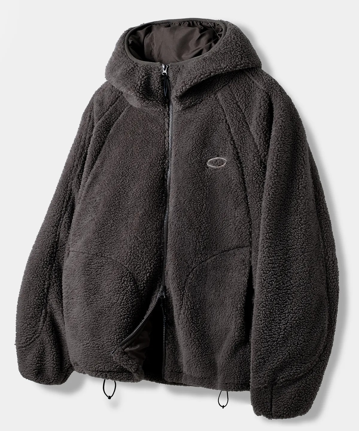 DIMITRI BLACK Sherpa Fleece Slash Hooded Jacket