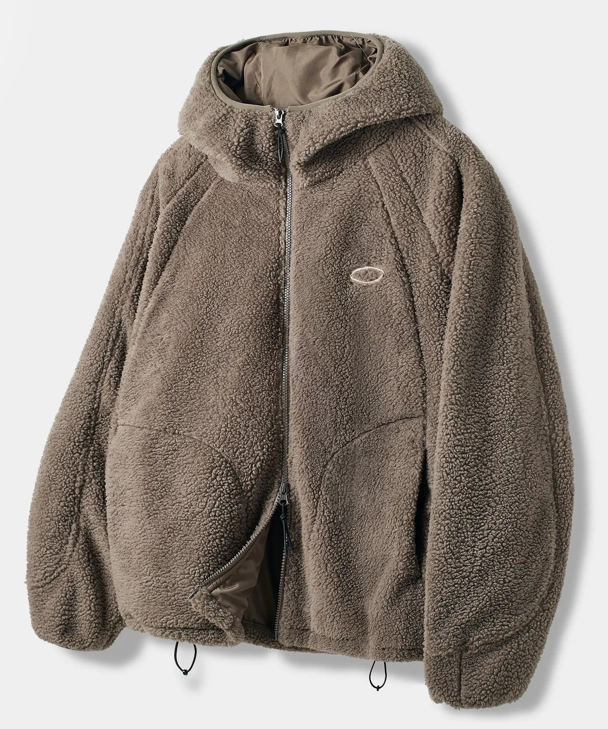 DIMITRI BLACK Sherpa Fleece Slash Hooded Jacket