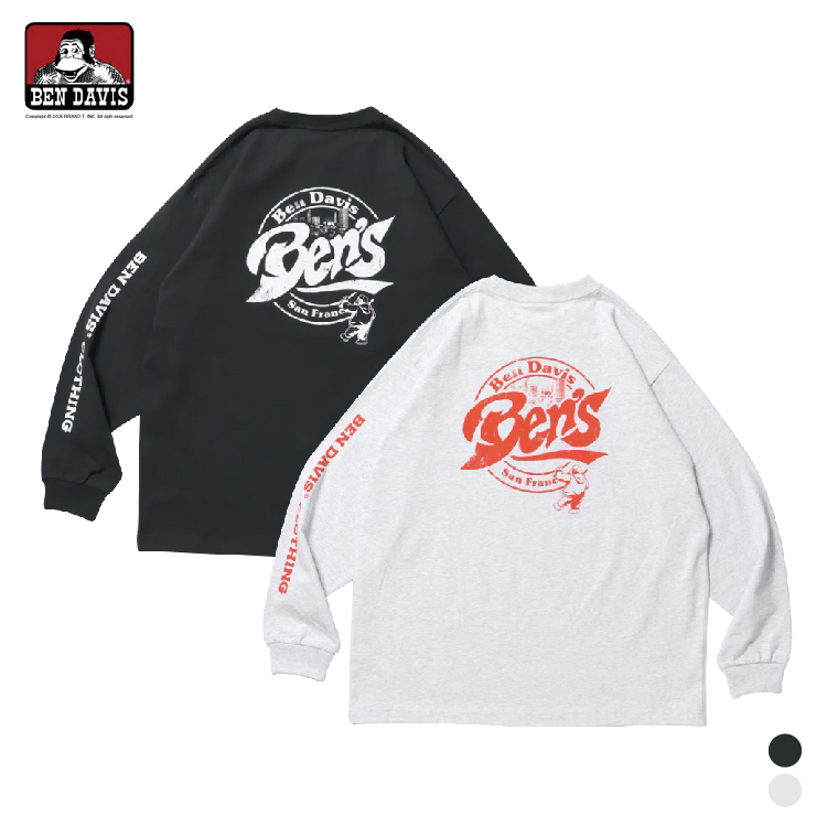 【 BEN DAVIS | 噴漆猿人印花薄長TEE - 2色 】