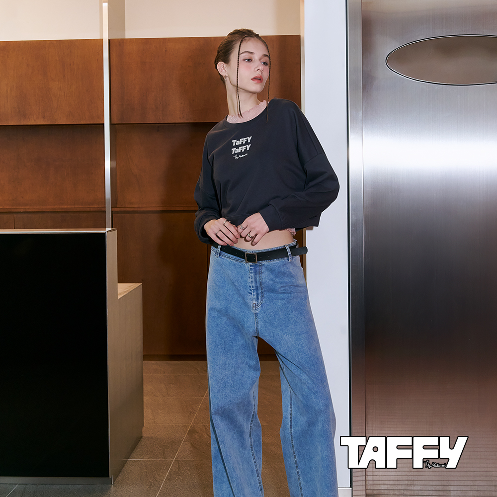 MA‧TSU Mi 無接縫丹寧水洗棉料長腿褲(水藍.黑)