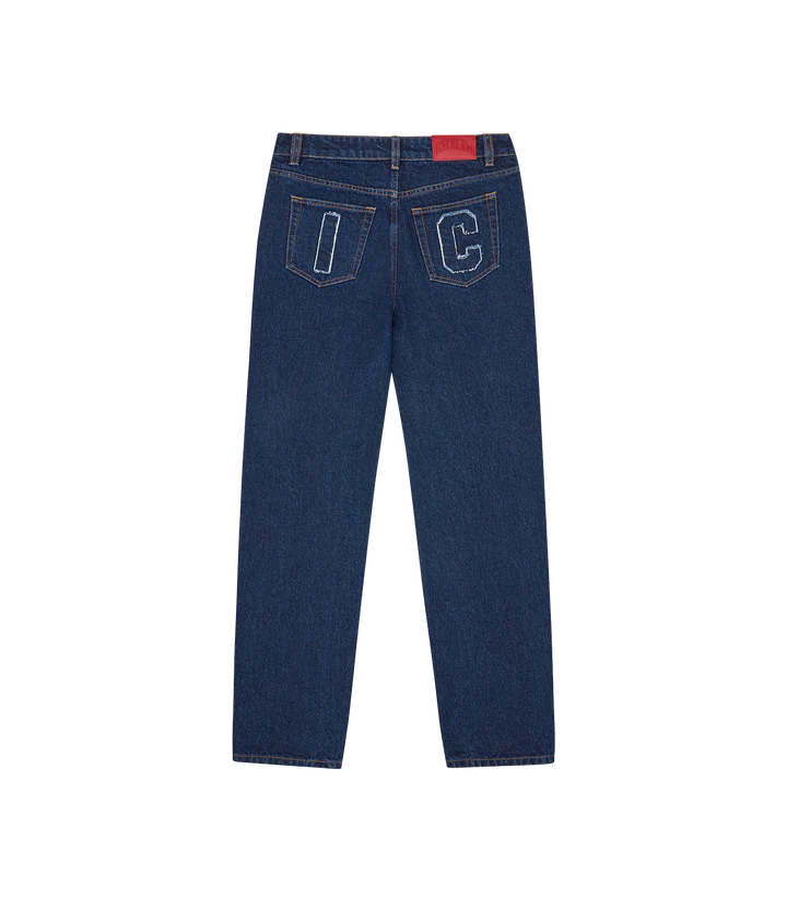 APPLIQUE RUNNING DOG DENIM PANTS (WOMENS)