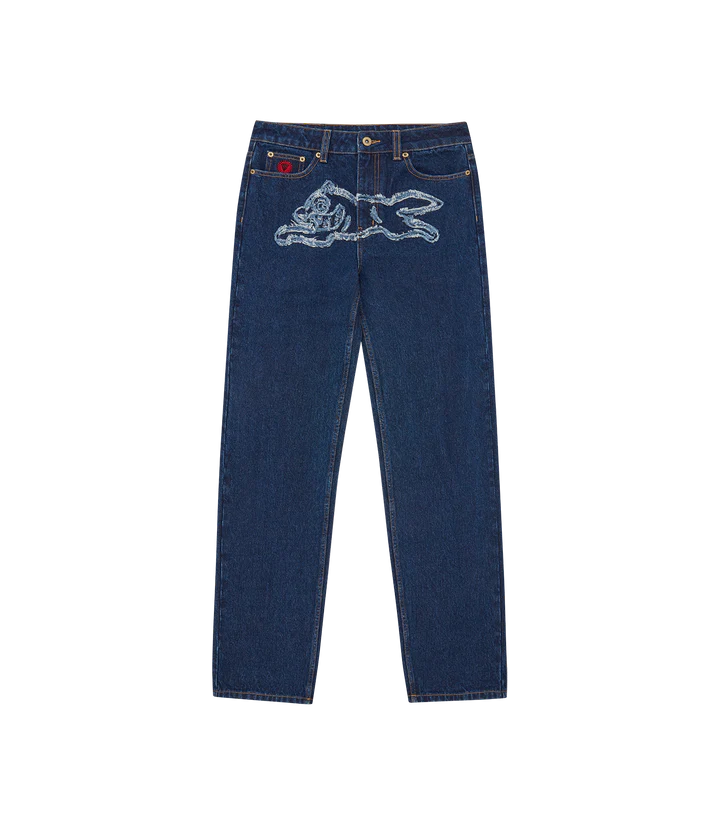 APPLIQUE RUNNING DOG DENIM PANTS (WOMENS)