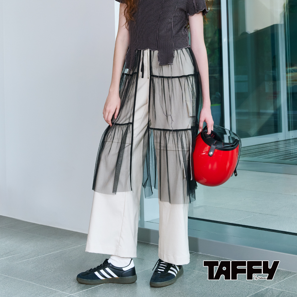 MA‧TSU Mi 解構拉鍊式挖洞工裝寬褲(卡.深灰)