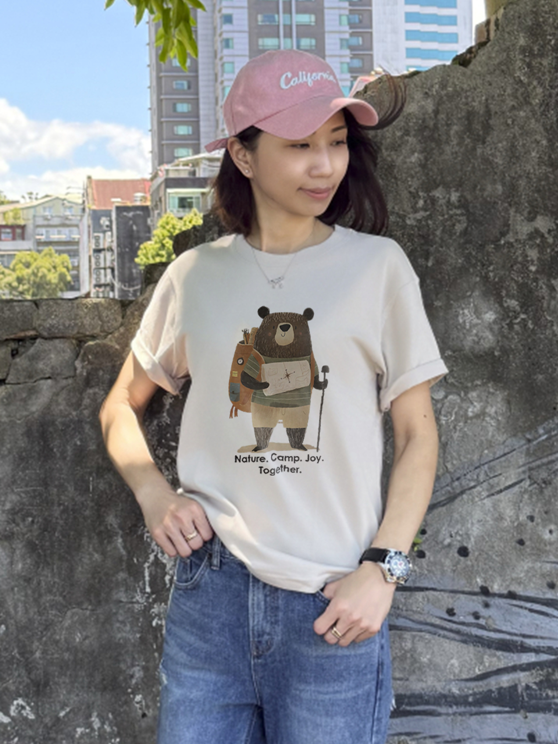 「Camp. Chill. Smile. Together.」★ 小熊露營棉T