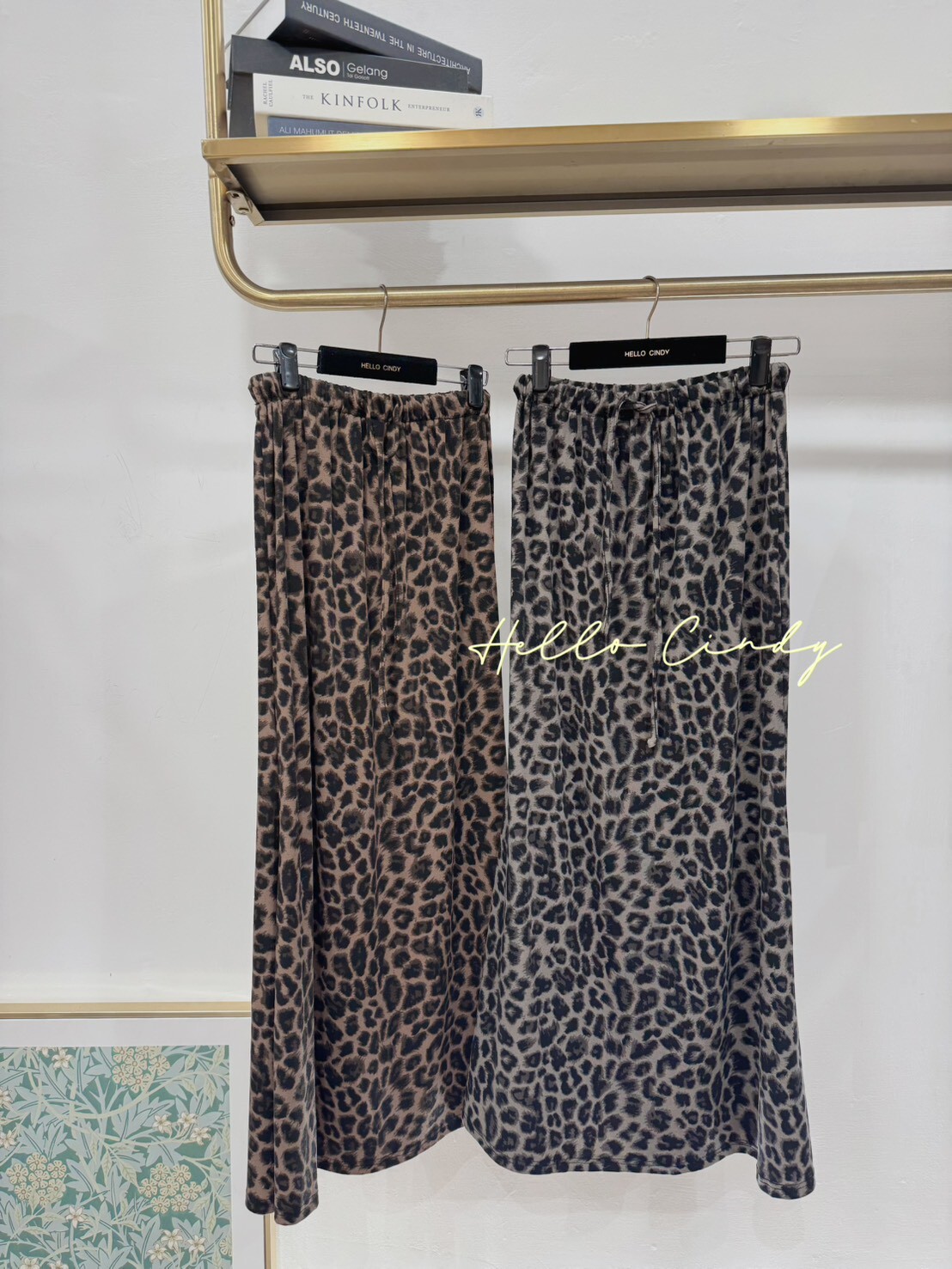 B10146 秋冬必備豹紋A字綁帶長裙