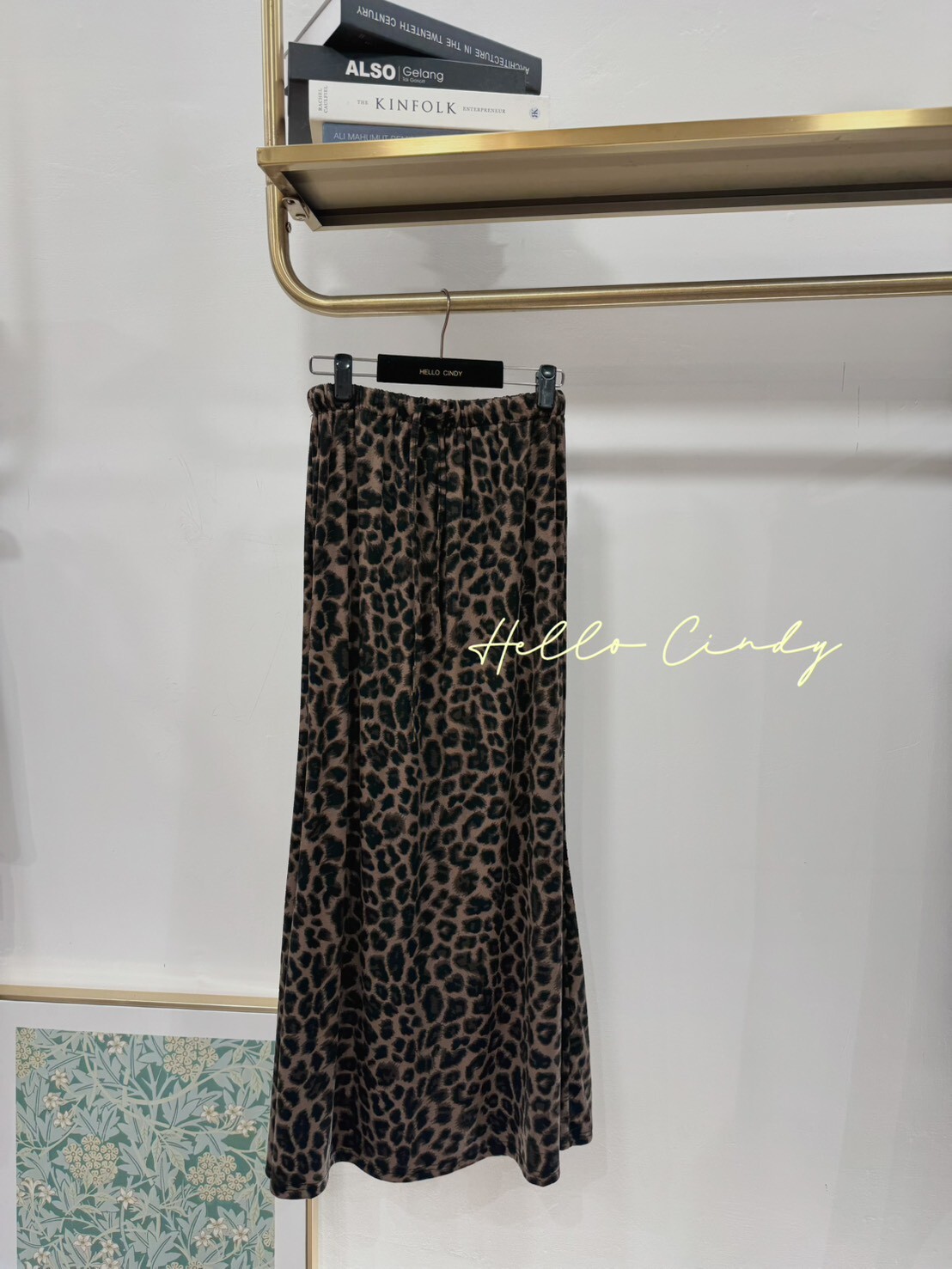 B10146 秋冬必備豹紋A字綁帶長裙