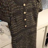 [S] KARL LAGERFELD BLACK METALLIC KNIT TWEED DRESS WITH SCUBA TRIM, LD5T0K32-2BM (SKL1402)