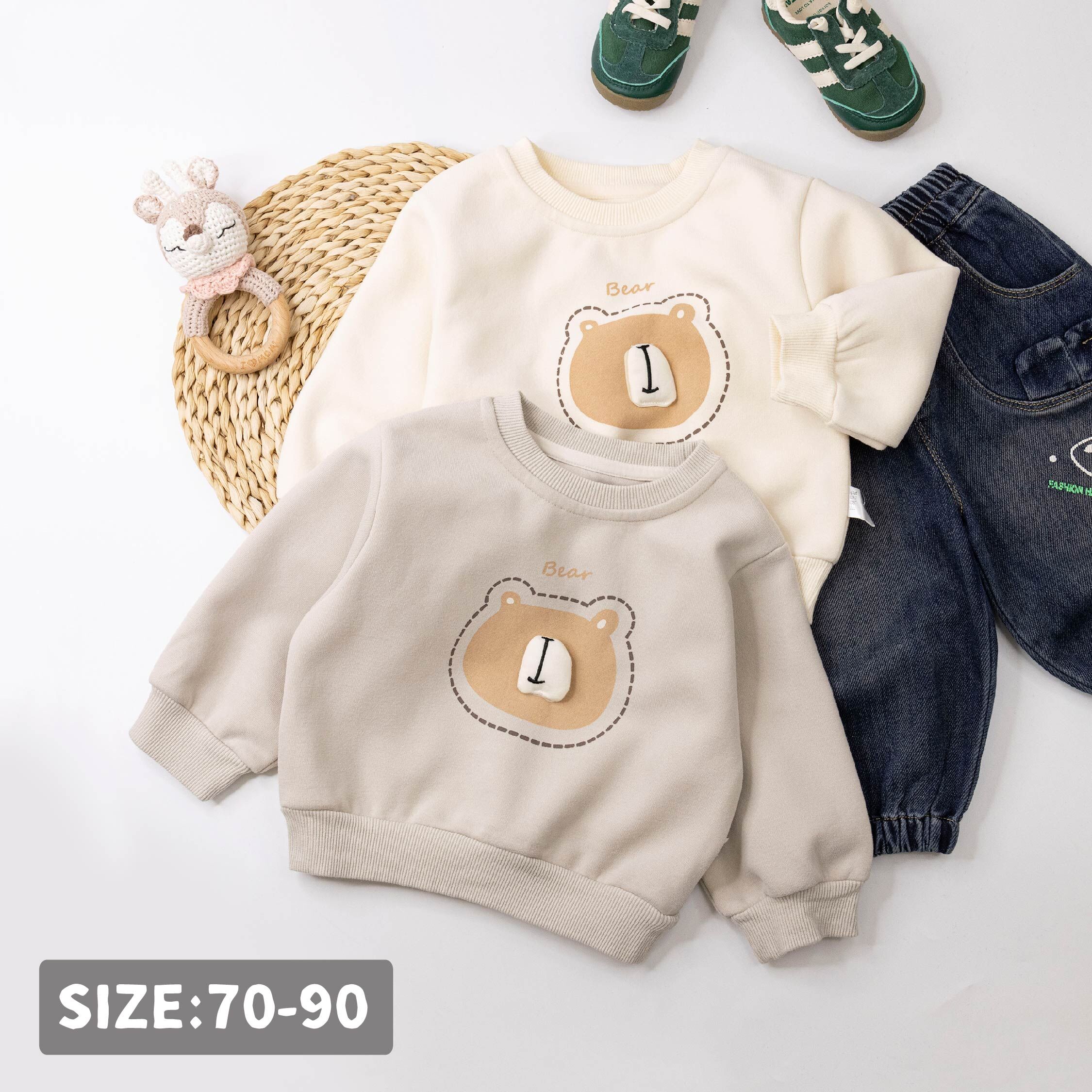 【H55507】呆萌熊熊上衣＊二色