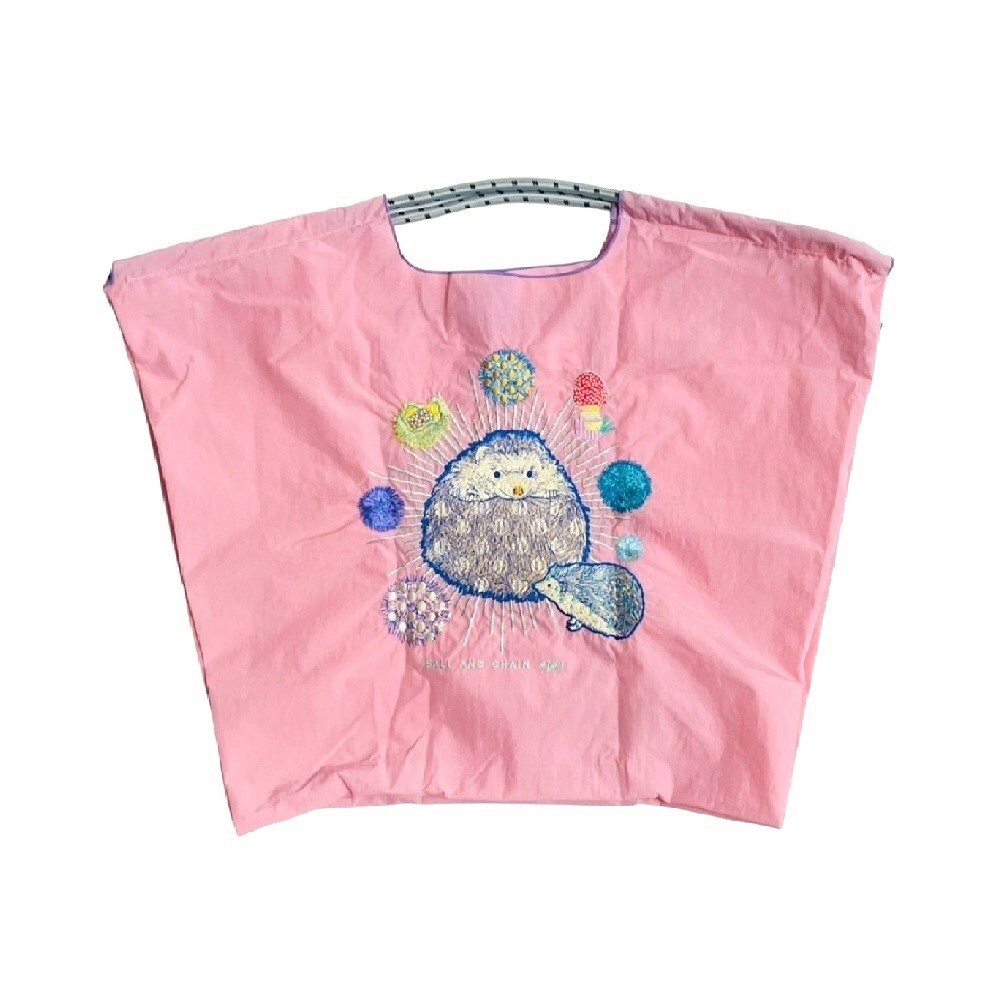 Ball＆Chain 刺繡環保購物袋 L號 - 粉紅 (31310825)