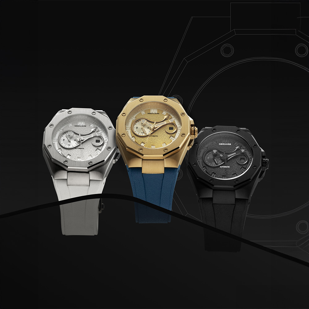 (預購)【NSQUARE】SNAKE KING蛇王系列 限量版 G0573 尊爵 蛇形 鑲貼 日期顯示 夜光 橡膠 機械錶