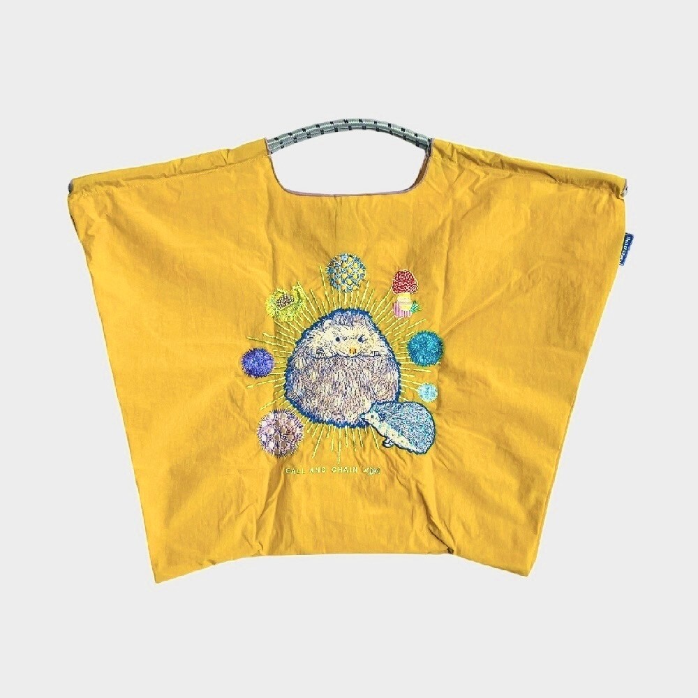 Ball＆Chain 刺繡環保購物袋 L號 - 黃 (31310820)