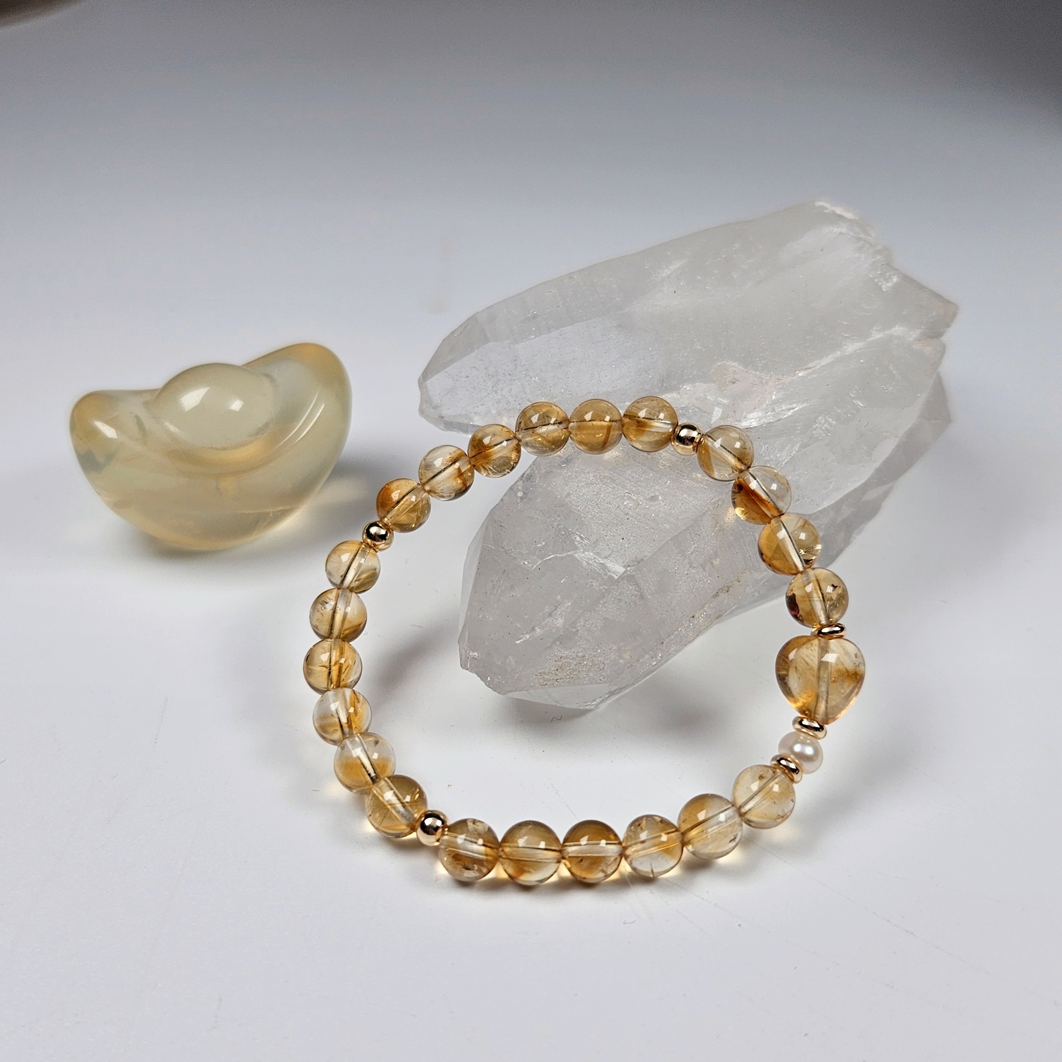 黃水晶 愛心手鍊