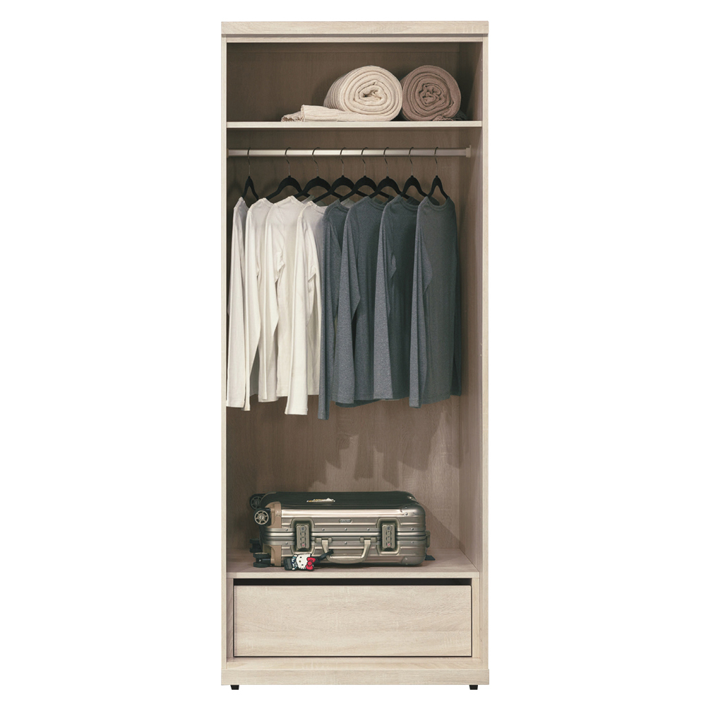 維森2.7尺二門衣櫃(單吊桿)