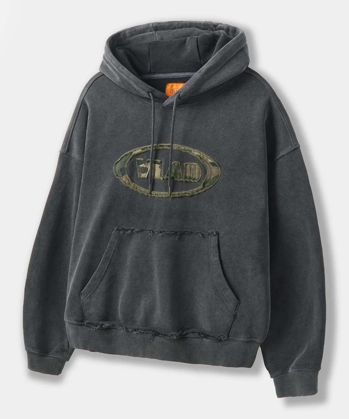 DIMITRI BLACK Cut-Off Applique Hooded T-Shirt