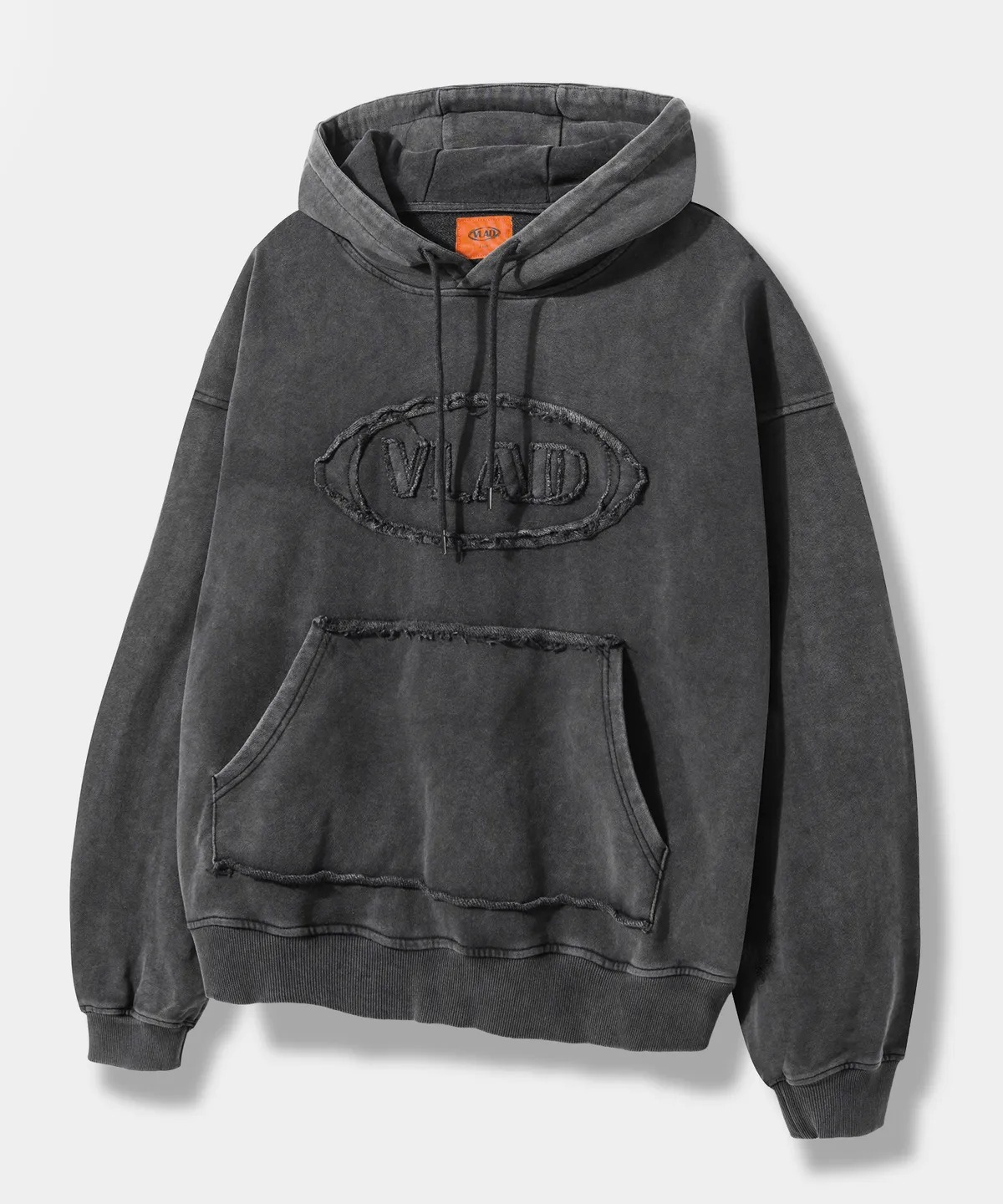 DIMITRI BLACK Cut-Off Applique Hooded T-Shirt