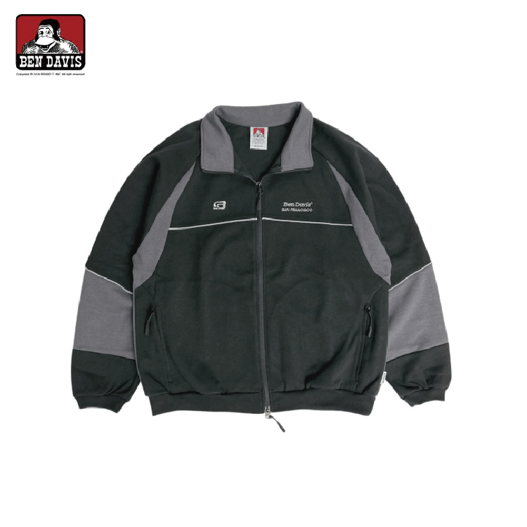 【 BEN DAVIS | 街頭拼色立領夾克 - 黑色 】