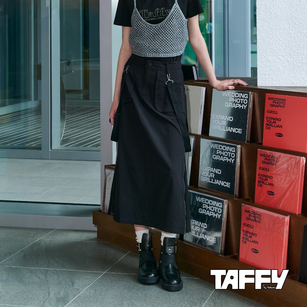 MA‧TSU Mi 莫代爾棉拉鍊設計工裝長裙(深灰.黑)