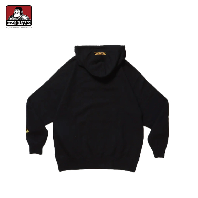 【 BEN DAVIS | 刺繡CLOTHING連帽TEE - 黑x黃 】