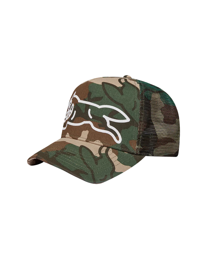 RUNNING DOG WOODLAND CAMO TRUCKER CAP