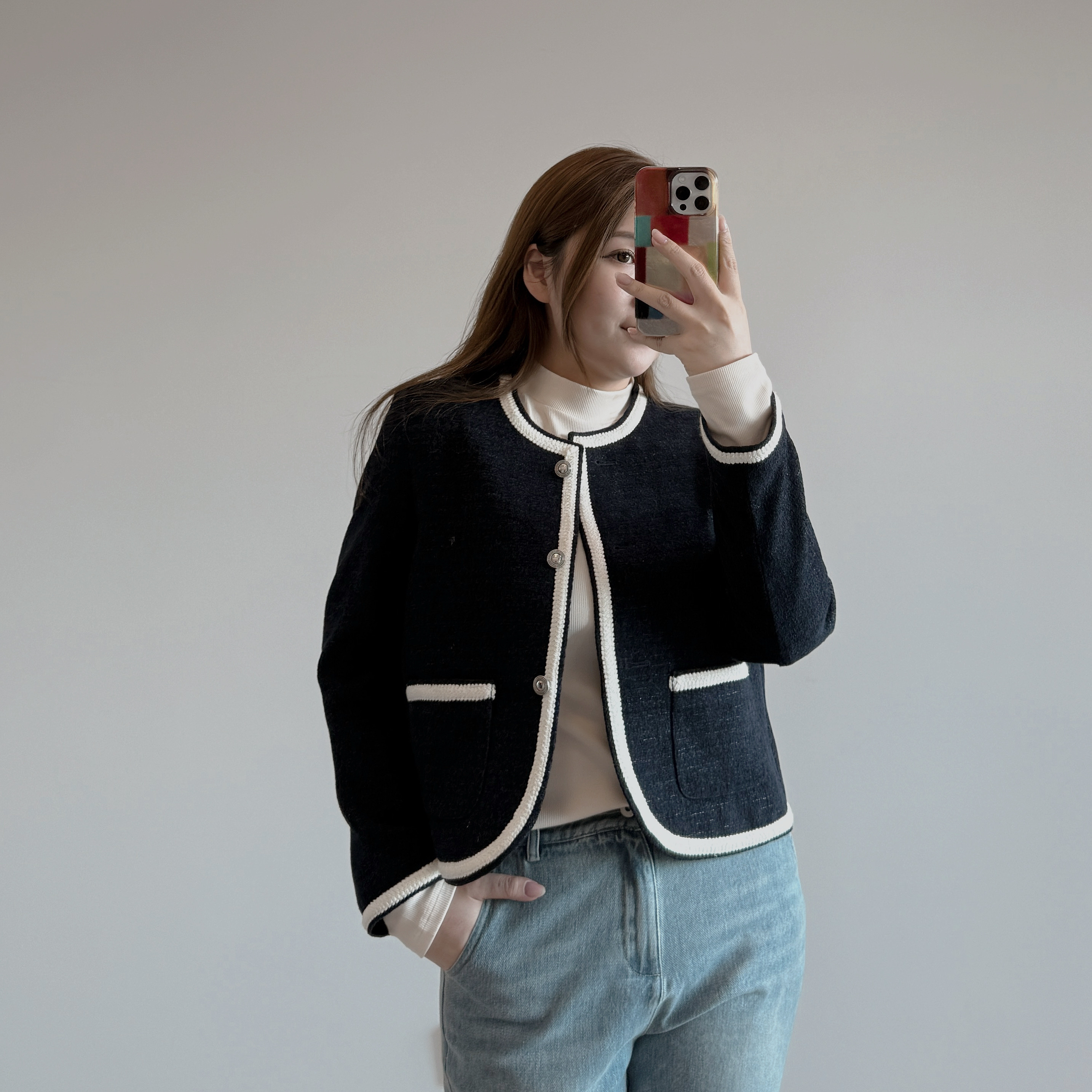 現貨 7297 午夜藍知性小香風外套