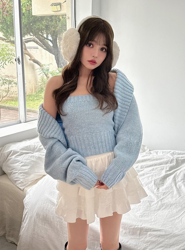 ILLIT同款✨翻領平口針織SET