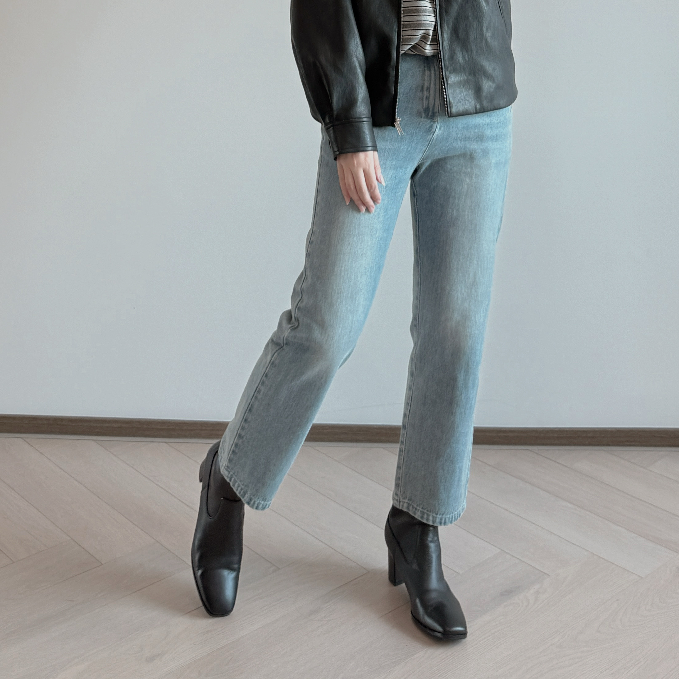 預訂/現貨 7279 中腰九分直腳牛仔褲