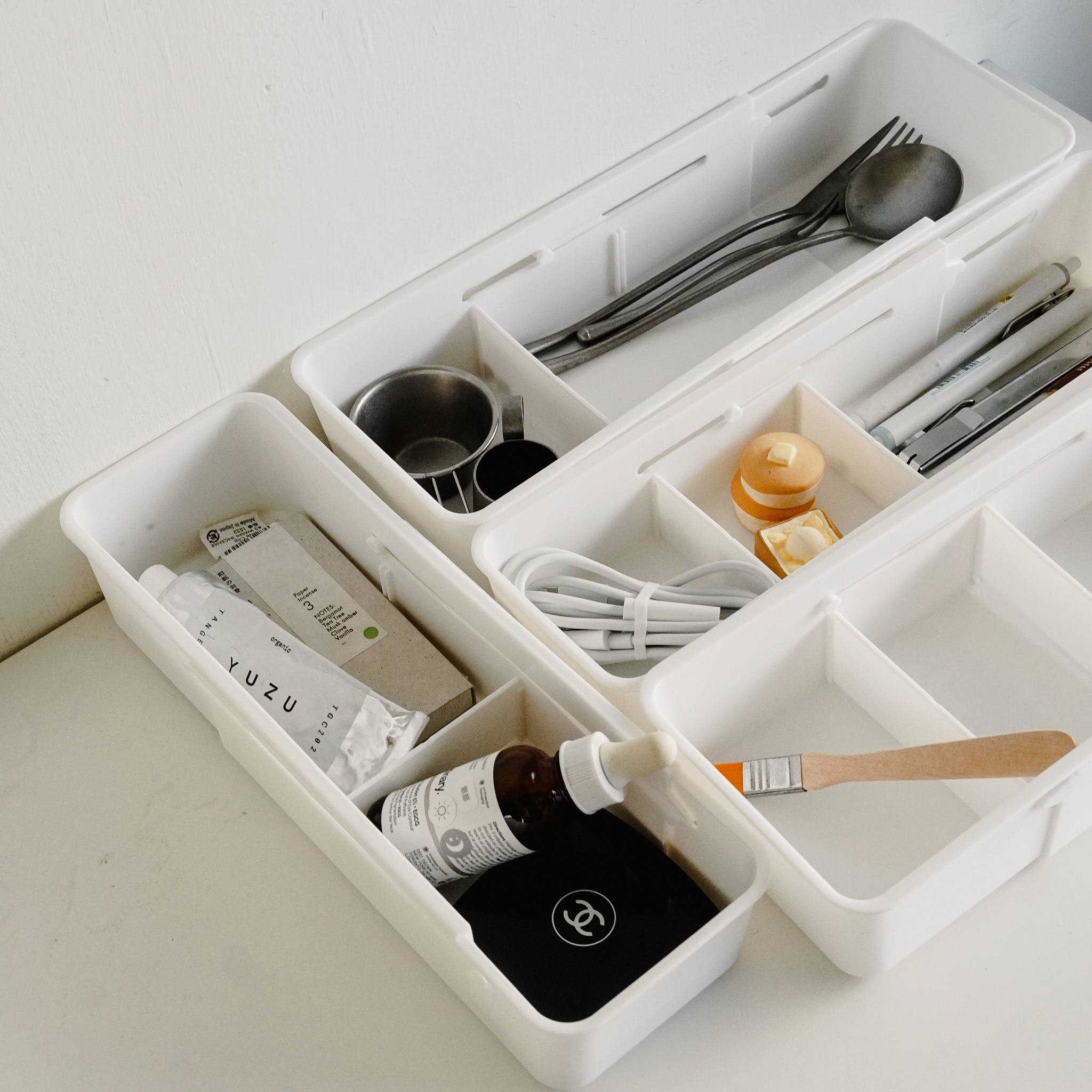 方形可伸縮抽屜收納盒 兩入組 （窄款+寬款）