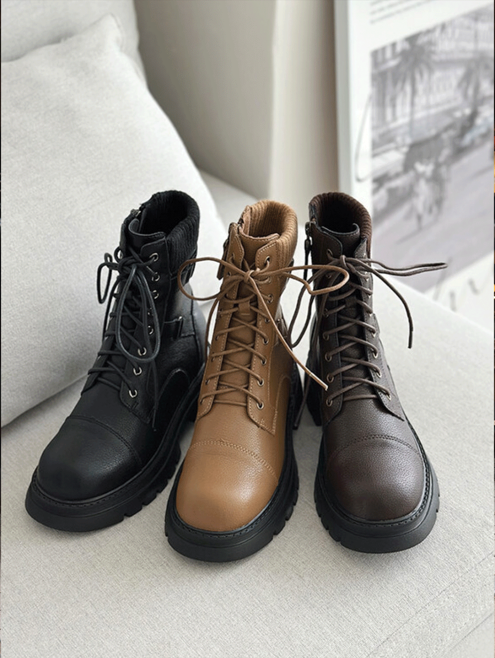 25H503 本期推薦! 設計師品牌款 經典時髦好搭好走牛皮綁帶軍靴