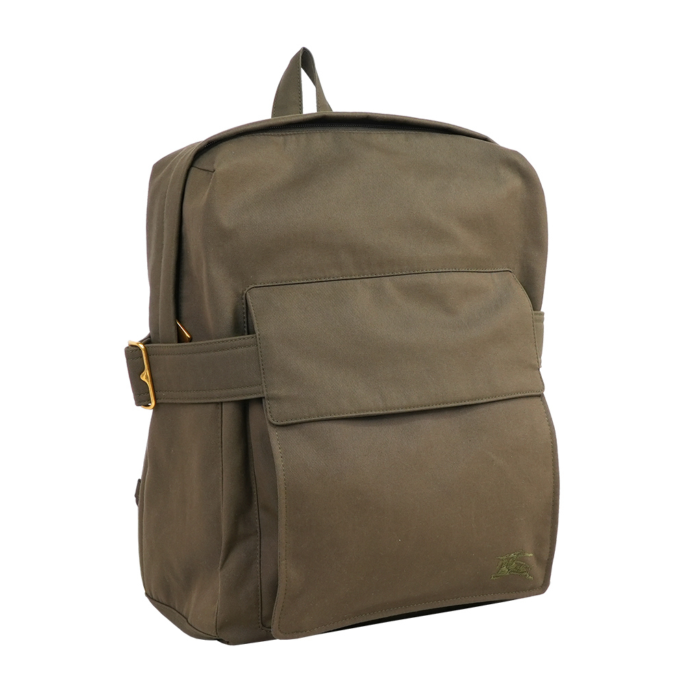 【Burberry】Trench 風衣造型帆布拉鍊後背包(軍綠色)