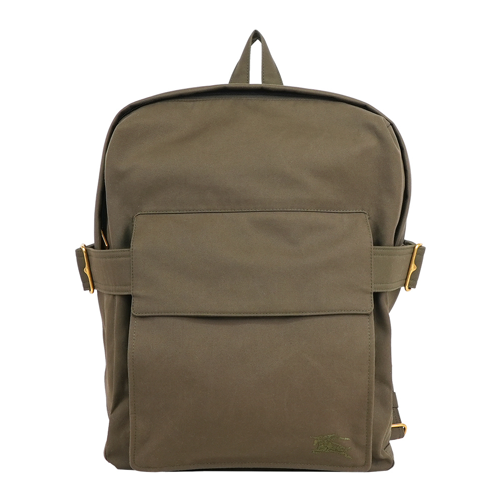 【Burberry】Trench 風衣造型帆布拉鍊後背包(軍綠色)