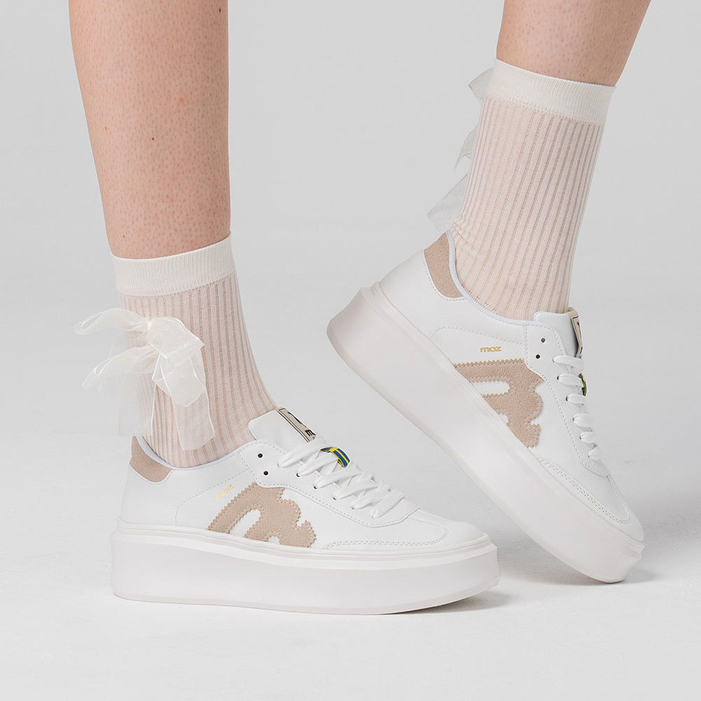 輕旅增高 厚底小白鞋(奶白)