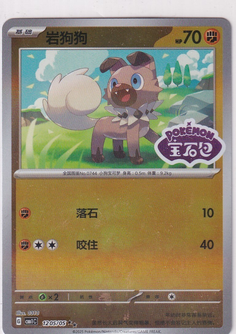 POKEMON SIMPLIFIED CHINESE CBB1C 1205/05 岩狗狗