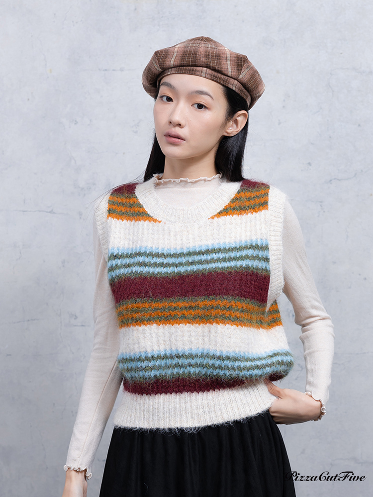 復古條紋針織背心 PizzaCutFive PCF253411027