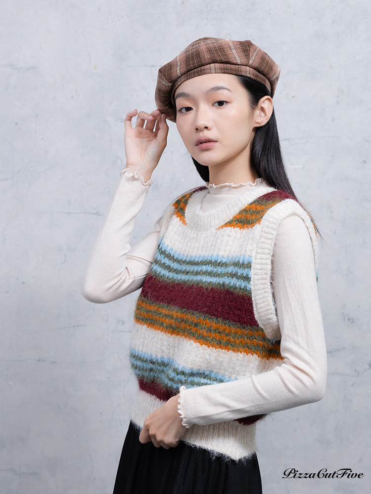 復古條紋針織背心 PizzaCutFive PCF253411027
